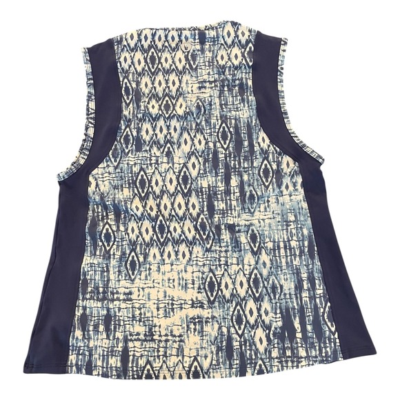 Dona by Jo Athletic Tank Top Blue White Diamond Print Sleeveless Activewear Top - Picture 6 of 6